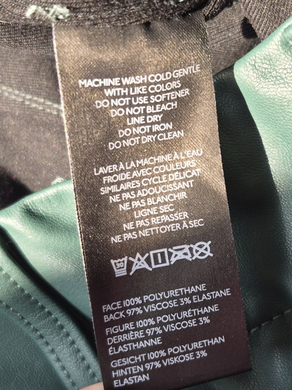 Maeve The Colette Faux Leather Green Stretch Wide Leg Pants Cropped Size 28 - Picture 9 of 9